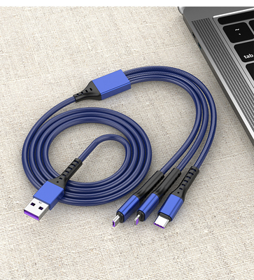 Fish Silk Weaving 5A Fast Charging USB Cables All In One For Huawei